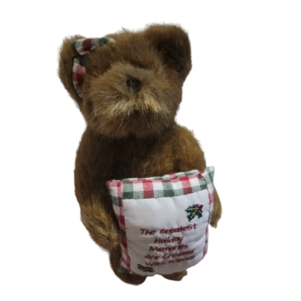Boyds bear brown Teddy Bear with Plaid Pillow